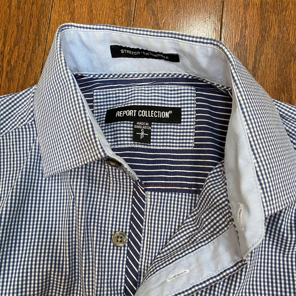 Men Blue Gingham Long Sleeve Button Down
